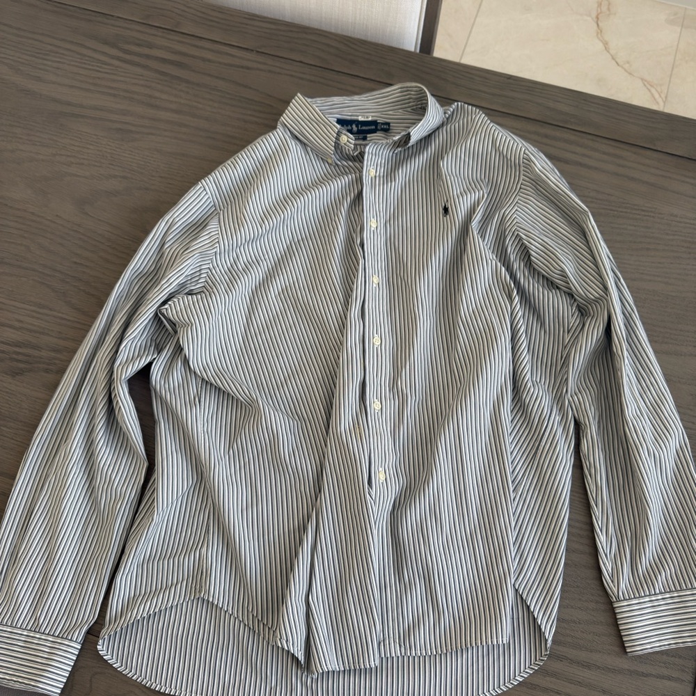 Ralph Lauren Button Down Shirt XXL Men’s Blue Stripe Long Sleeve